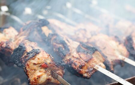 meat on the grillの写真素材