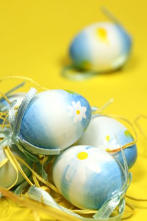 Blue Easter eggs. Shallow DOF, copy spaceの写真素材