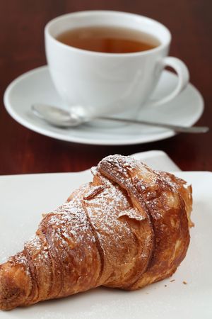 Croissant and teaの写真素材