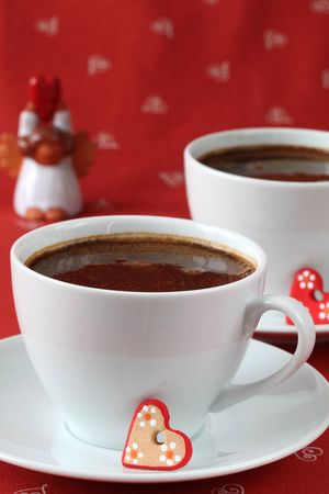 Coffee with hearts and angelの写真素材