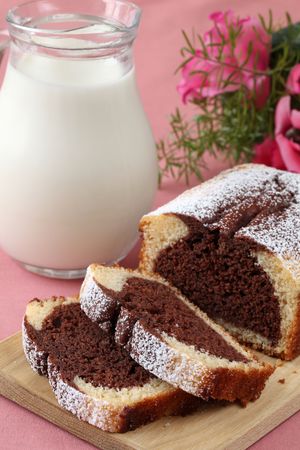 Marble cake with milkの写真素材