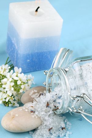 Blue bath saltの写真素材