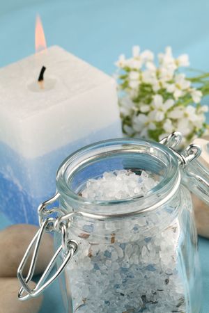 Blue bath saltの写真素材