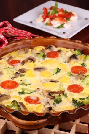 Vegetable gratin with eggs and cheeseの写真素材
