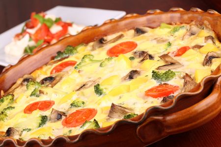 Vegetable gratin with eggs and cheeseの写真素材