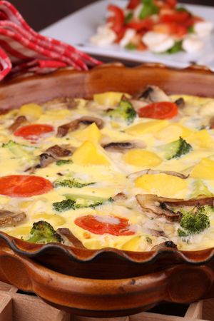 Vegetable gratin with eggs and cheeseの写真素材
