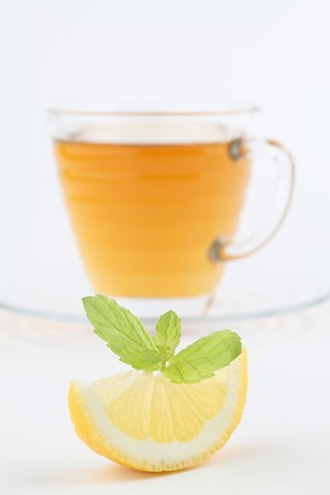 Mint tea with lemonの写真素材