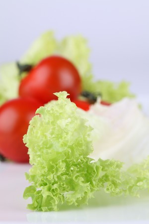 Lettuce and cherry tomatoesの写真素材