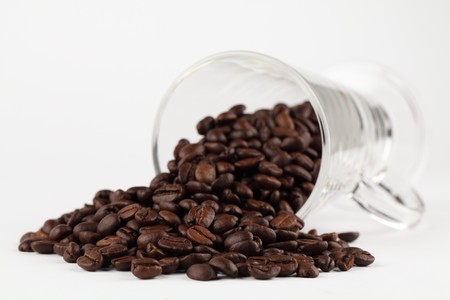 Spilled coffee beansの写真素材