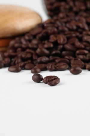Spilled coffee beansの写真素材