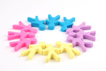 Circle of color people made from playdoughの写真素材