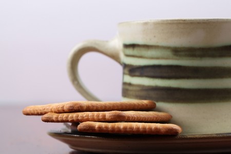Biscuits and coffee or teaの写真素材