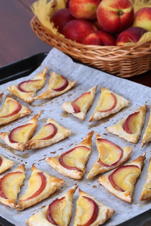 Puff pastry with nectarinesの写真素材