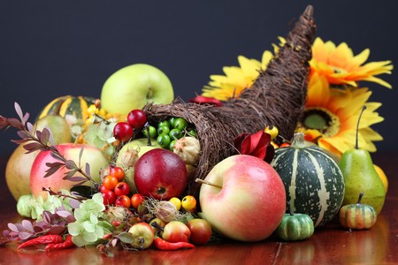 Autumn cornucopia - symbol of food and abundance