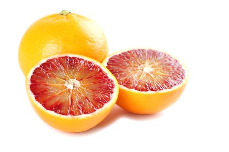 Blood oranges isolated on white background  Shallow dofの写真素材
