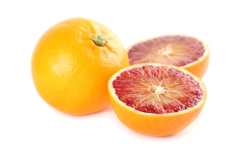 Blood oranges isolated on white background  Shallow dofの写真素材