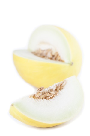 Honeydew melon isolated on white backgroundの写真素材