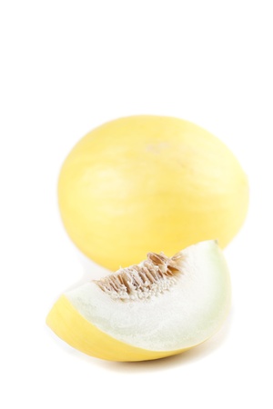 Honeydew melon isolated on white backgroundの写真素材