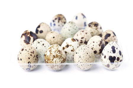 Quail eggs isolated on white background  Shallow dofの写真素材