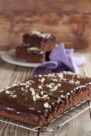 Gingerbread cake with chocolate and hazelnuts  Shallow dofの写真素材