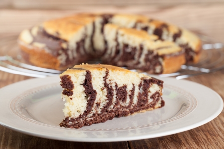 Homemade delicious zebra marble cake  Shallow dofの写真素材