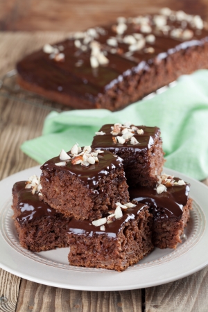 Gingerbread cake with chocolate and hazelnuts  Shallow dofの写真素材