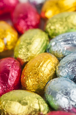 colorful chocolate Easter eggsの写真素材