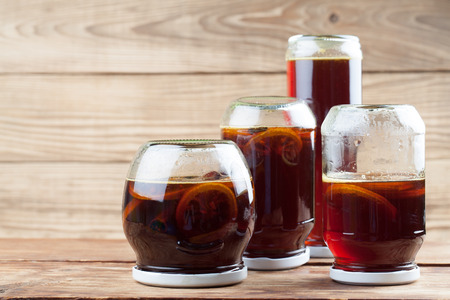 Jars with healthy, freshly made dandelion syrup â alternative medicine for cough, cold or fluの写真素材