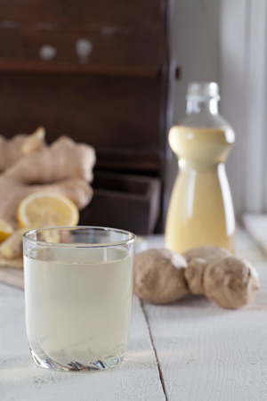 Ginger drink with lemon. Shallow dofの写真素材