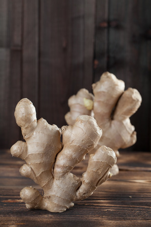 Close-up of standing ginger roots. Shallow dofの写真素材