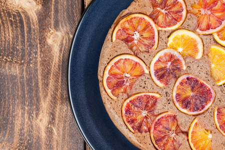Upside down spelt cake with blood orangesの写真素材