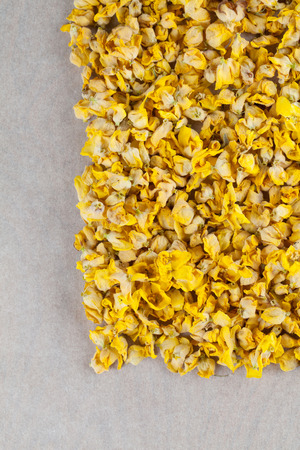 Background made from dry yellow mullein flowersの写真素材