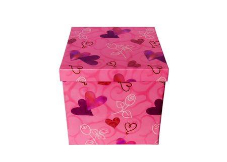Beautiful pink box with hearts for gifts on a white background

の写真素材