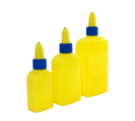 Three bottle to glue on a white background, close-upの写真素材