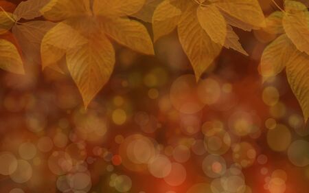 Autumn colorful leaves. Free space. Warm colors, Abstract illustration.の写真素材