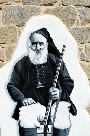 Close-up about famous wall paintings of Orgosoloのeditorial素材