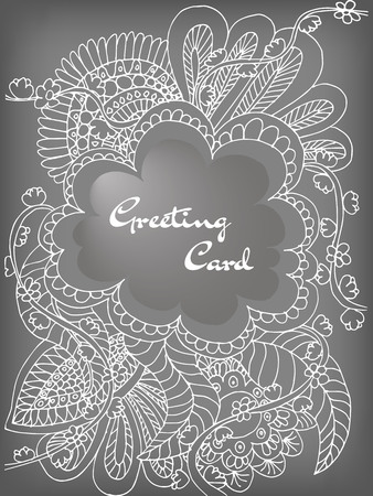 Greeting card doodle flowersのイラスト素材