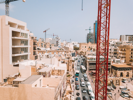Beautiful aerial view of the Spinola Bay, St. Julians and Sliema town on Malta.