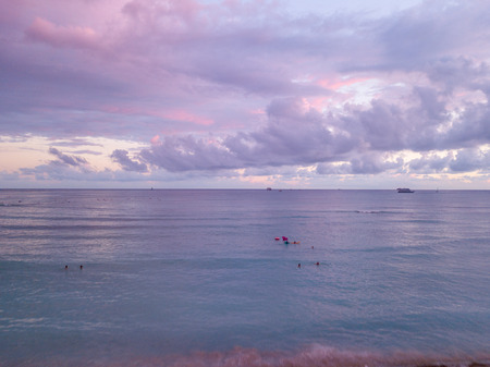 Beautiful purple sunset view over the ocean in Hawaii
