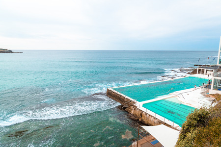SYDNEY - AUGUST 2017: Sydney Bondi Beach pools. Sydney attracts 30 million people annually.のeditorial素材
