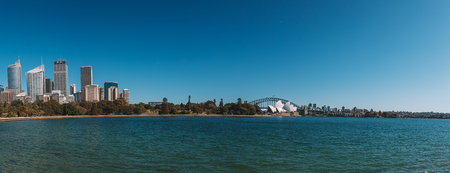Amazing Sydney Opera house by the bay with yachts swimming by. Sydney, Australia. August 30, 2017.のeditorial素材