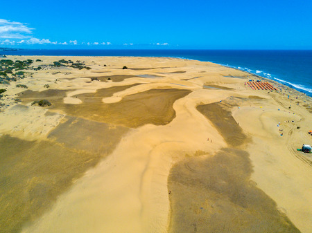 Aerial view of the Maspalomas dunes on Gran Canaria island.の写真素材