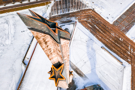 Riga, Latvia, February 14, 2018: The Victory Memorial to Soviet Army in Agenskalns. Created 1985 to commemorate the Soviet Army's victory over Nazi Germany in World War II.のeditorial素材