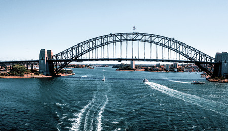Beautiful view of the harbour bridge view during clear blue sky in Sydney, Australia. April 10,...
