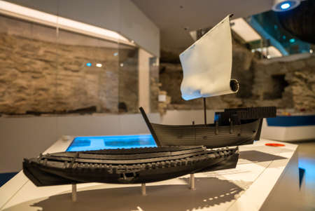 Rusted old ship wreck located in the museum of Tallinn.のeditorial素材