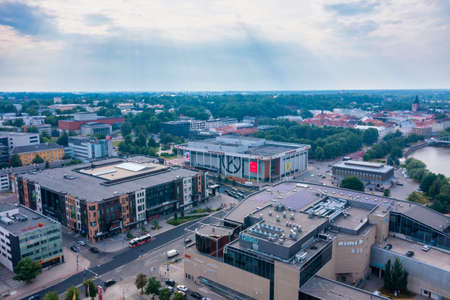 Aerial view of the student city of Tartu. Summer evening view.のeditorial素材
