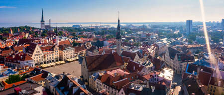 Aerial View of Tallinn Old Town in a beautiful summer dayの写真素材