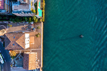 Aerial view of the Lido de Venezia island in Venice, Italy.の写真素材