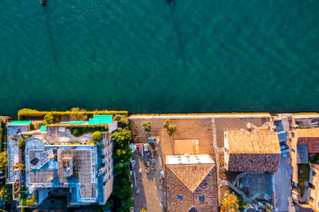 Aerial view of the Lido de Venezia island in Venice, Italy.