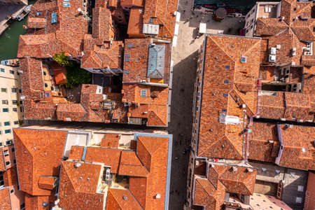 Beautiful orange roofs of Venice in Italy. Aerial view.の写真素材
